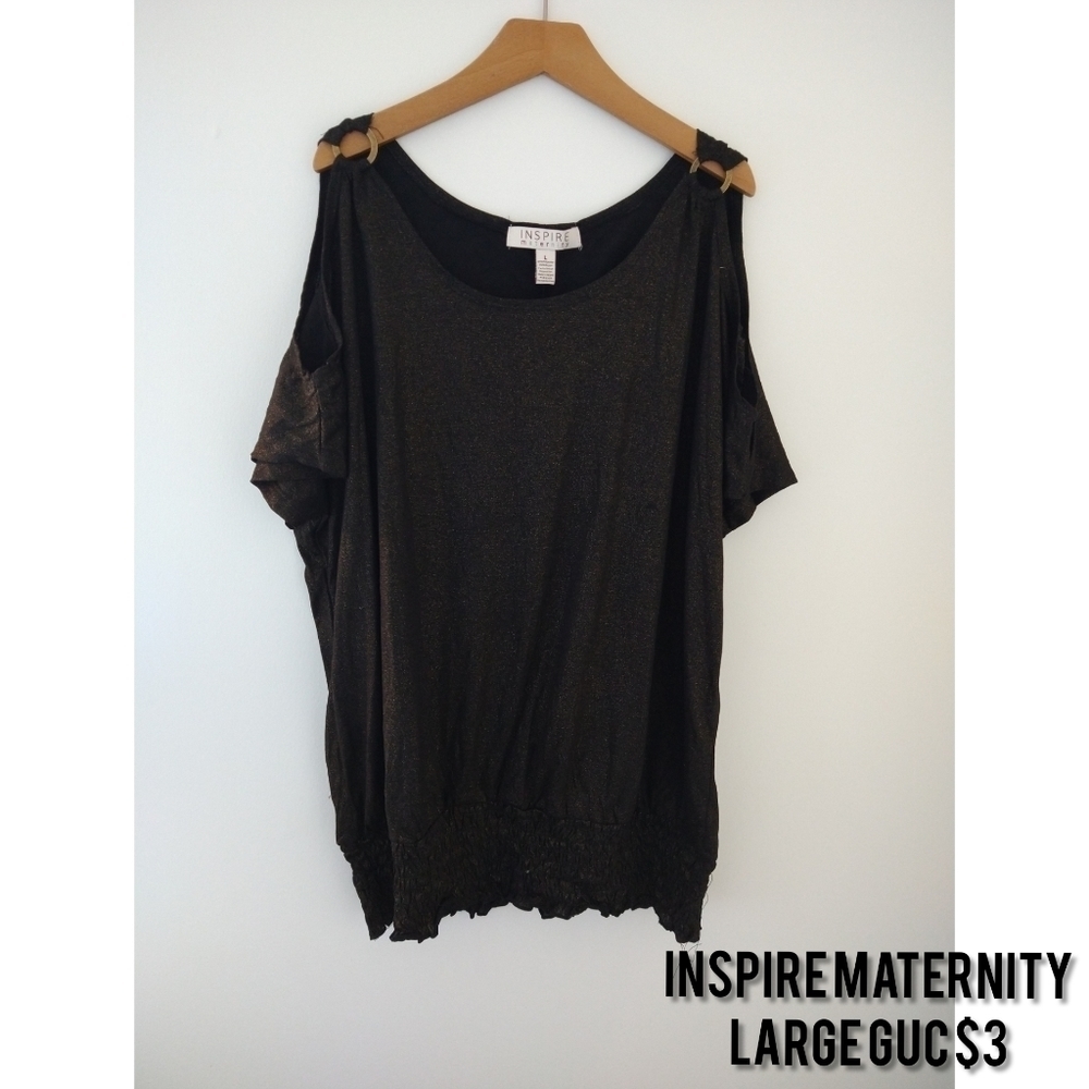 Inspire Maternity Black Large Off Shoulder Top
